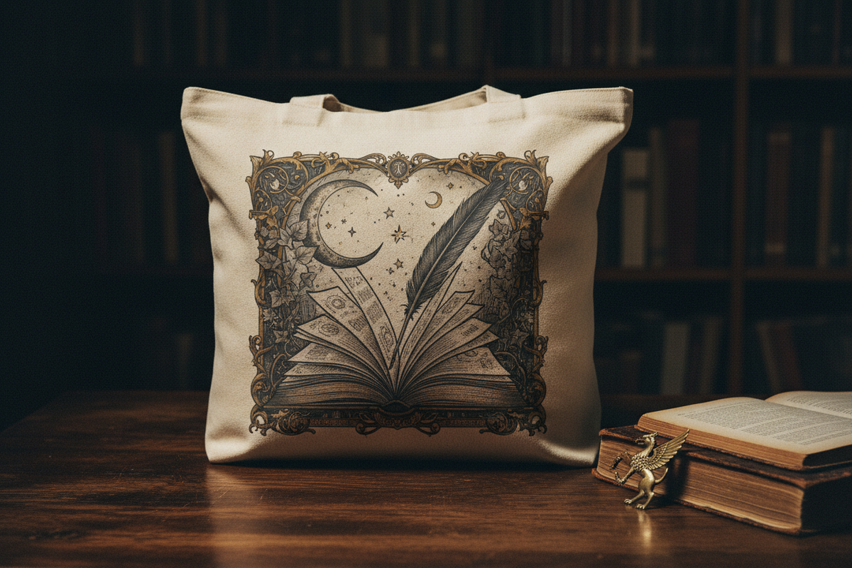 Bookish printed tote bag collection banner