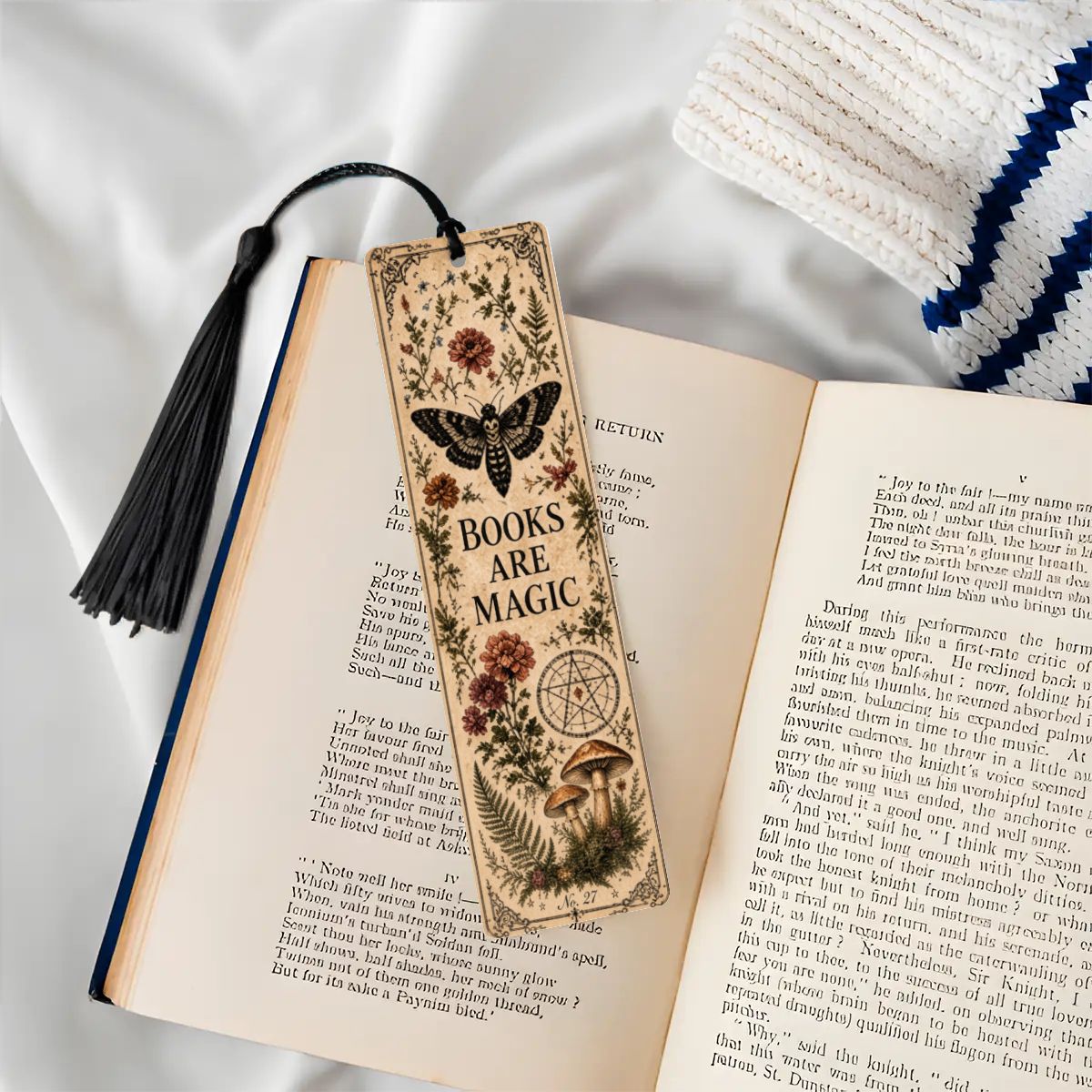 Books Are Magic Botanical Wooden Bookmark