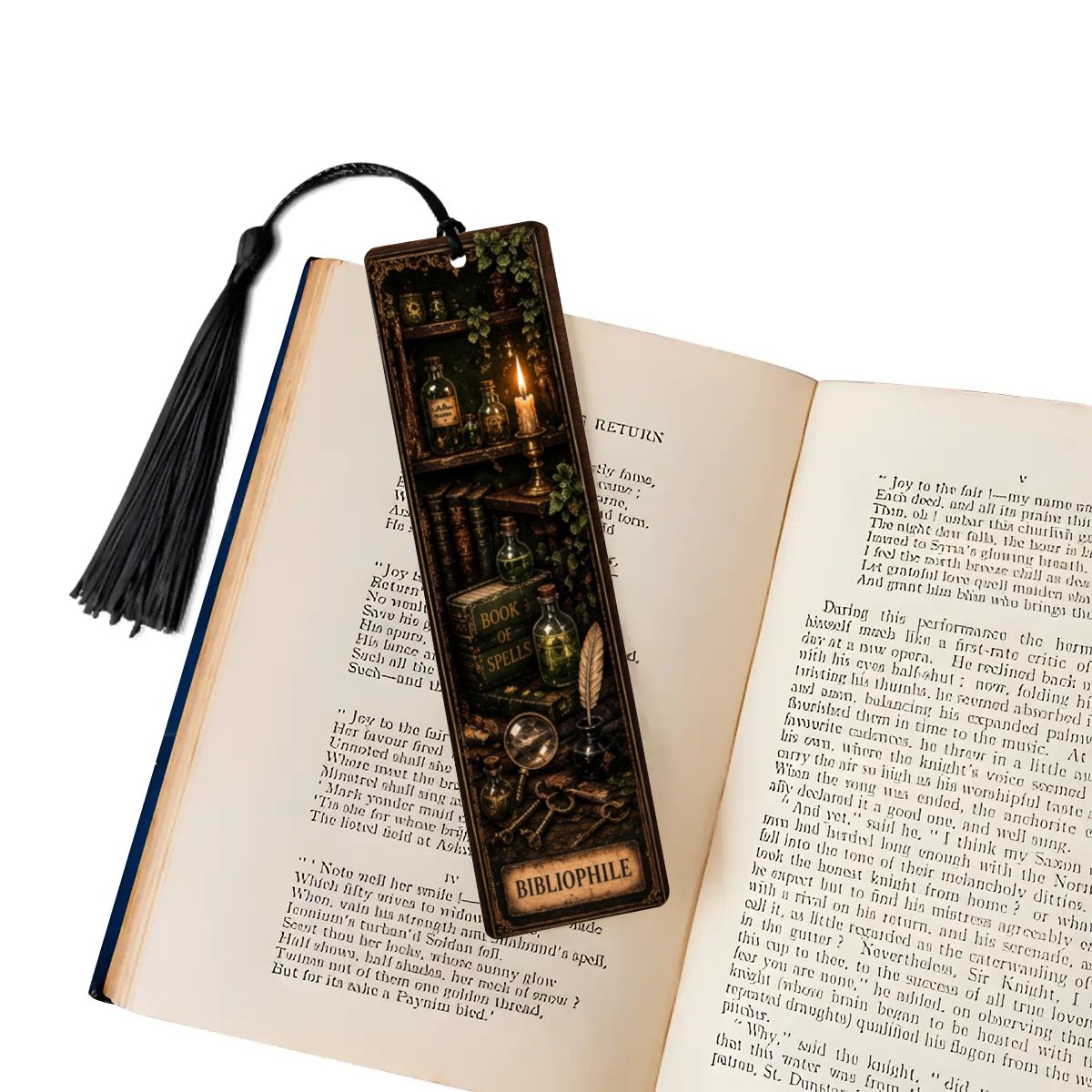 Bibliophile Gothic Wooden Bookmark