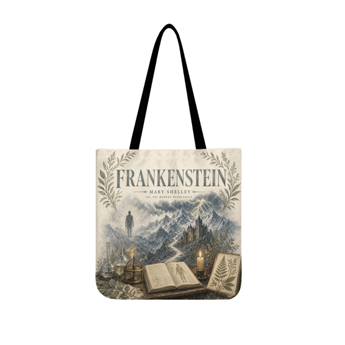 Frankenstein Literary Canvas Tote Bag