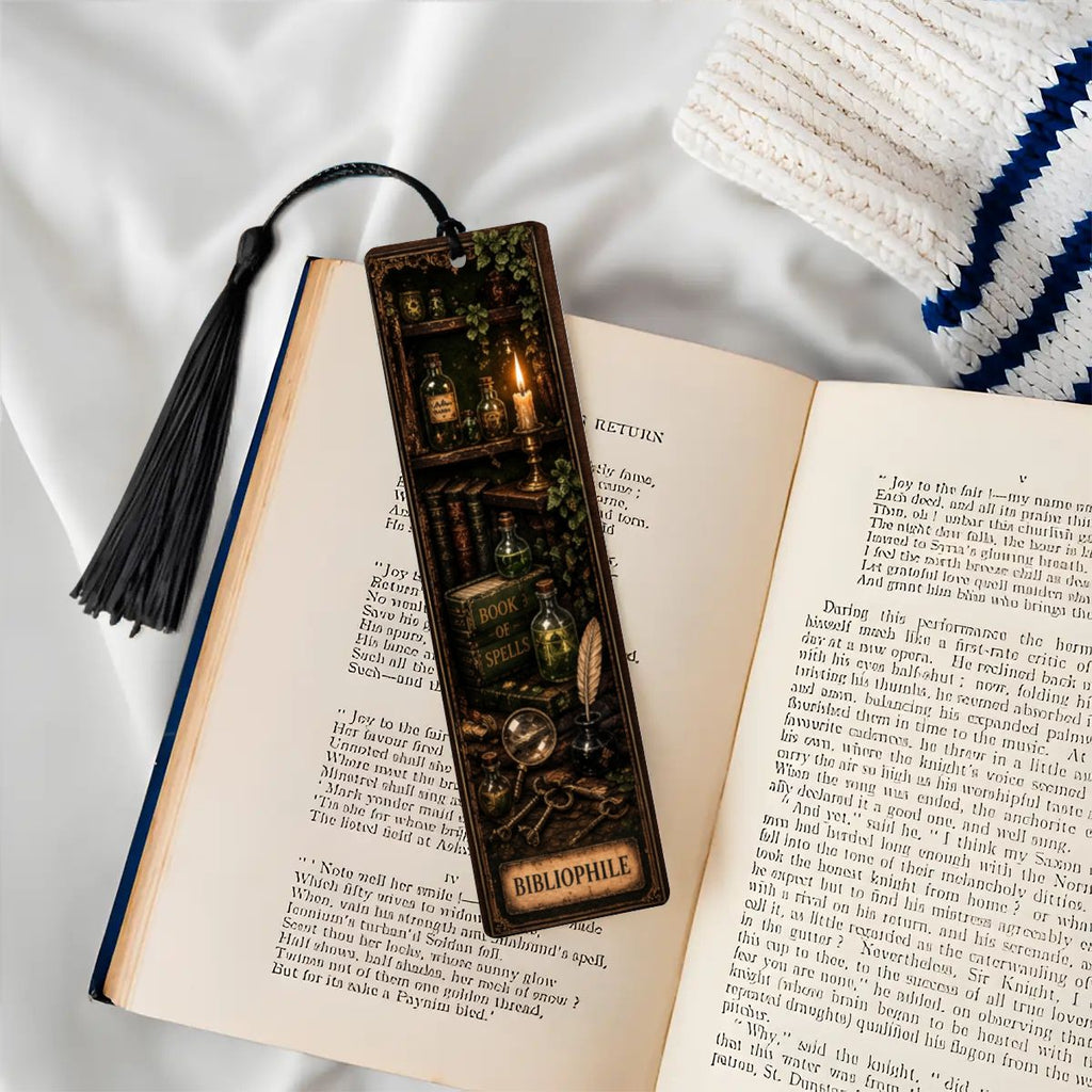Bibliophile Gothic Wooden Bookmark