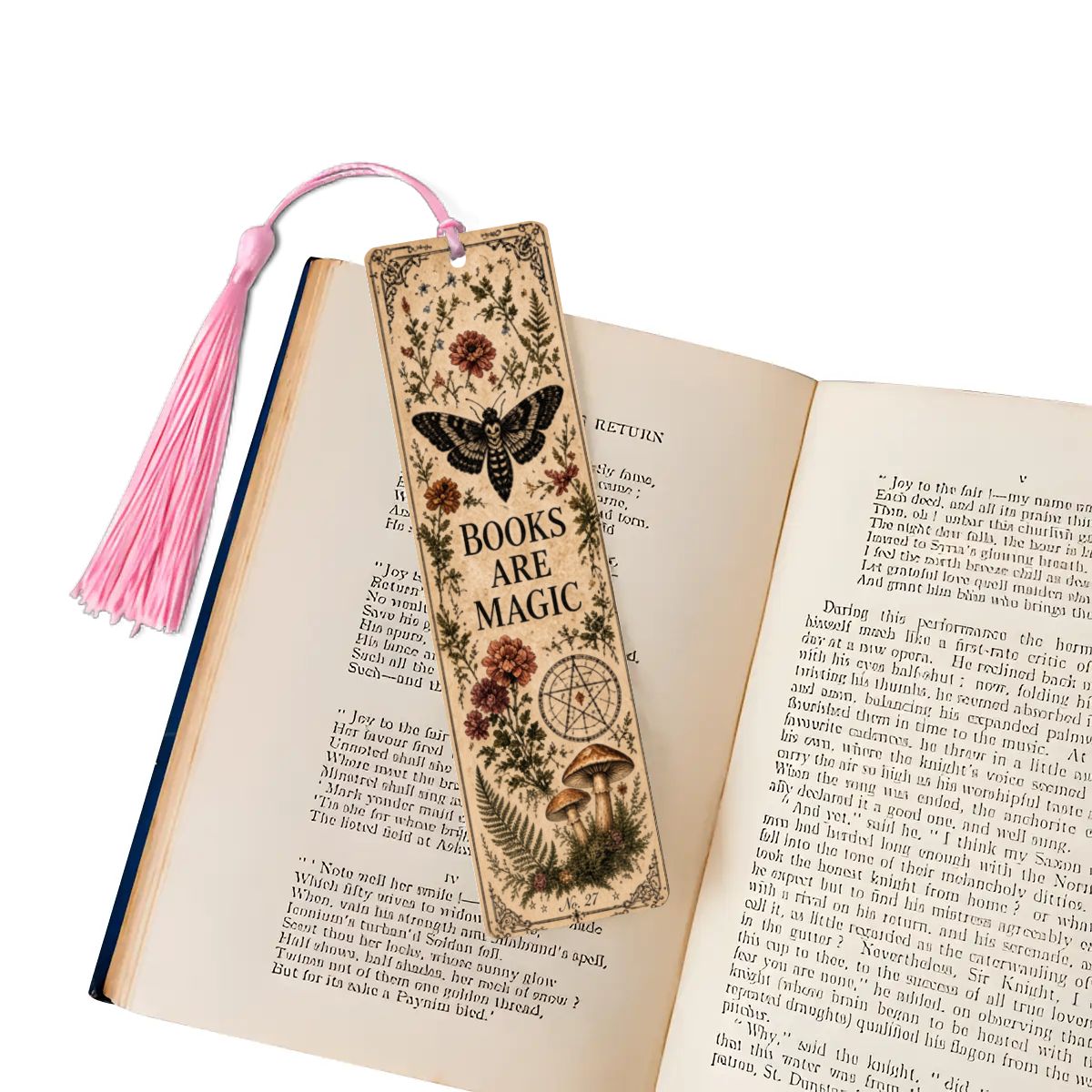 Books Are Magic Botanical Wooden Bookmark