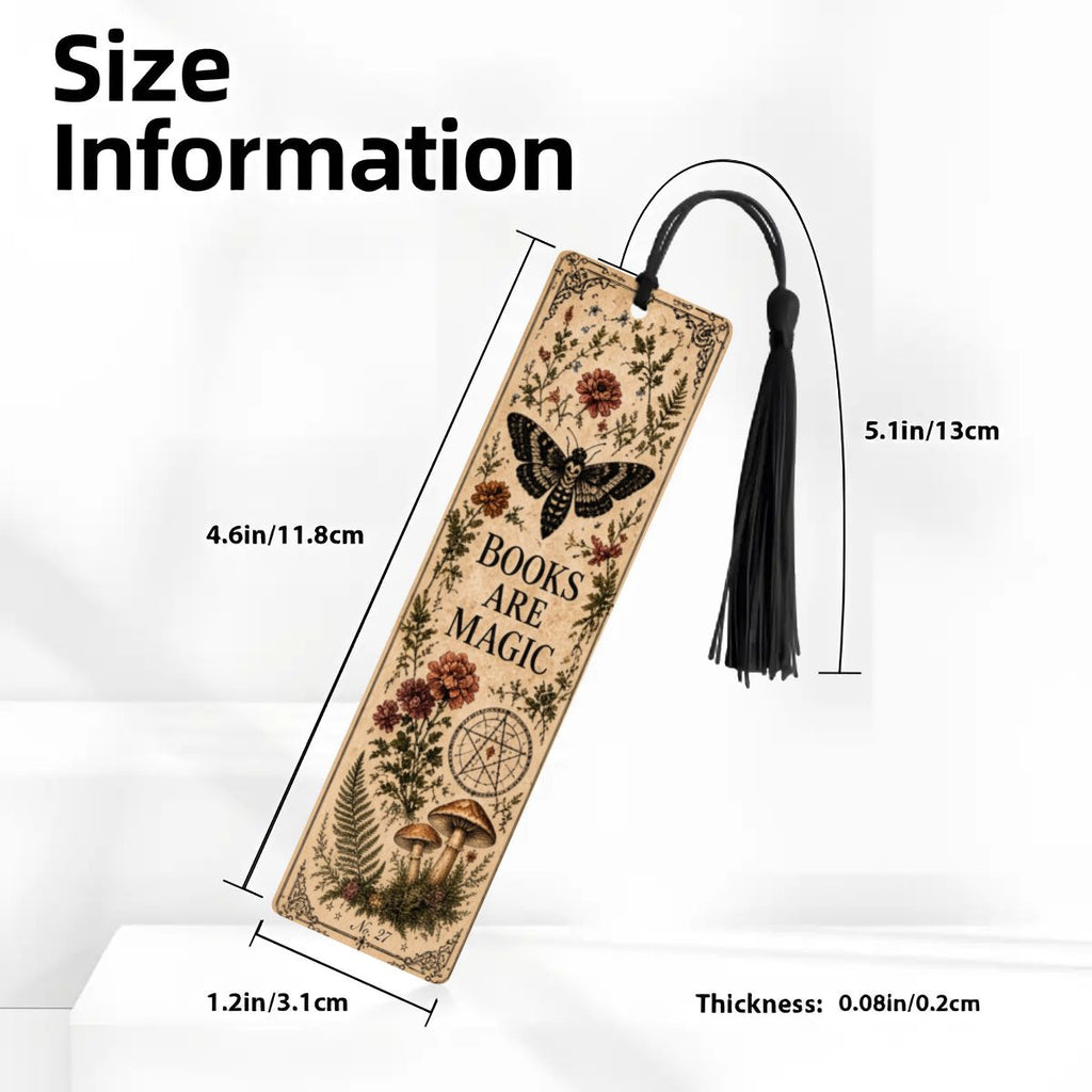 Books Are Magic Botanical Wooden Bookmark