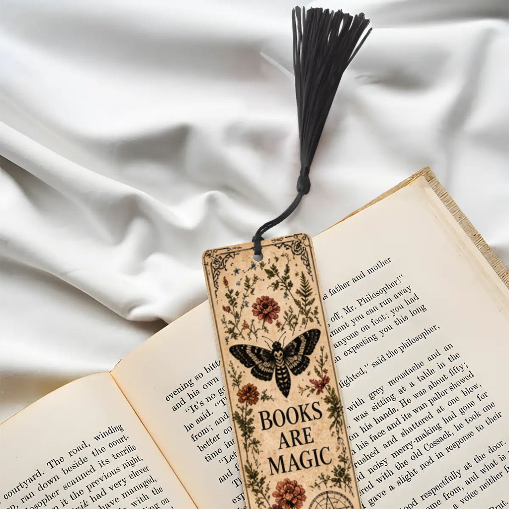 Books Are Magic Botanical Wooden Bookmark