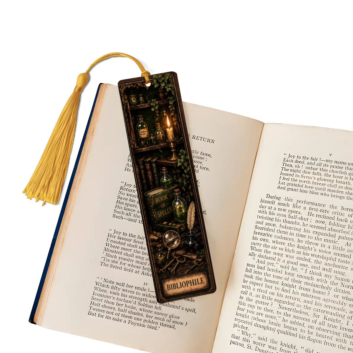 Bibliophile Gothic Wooden Bookmark
