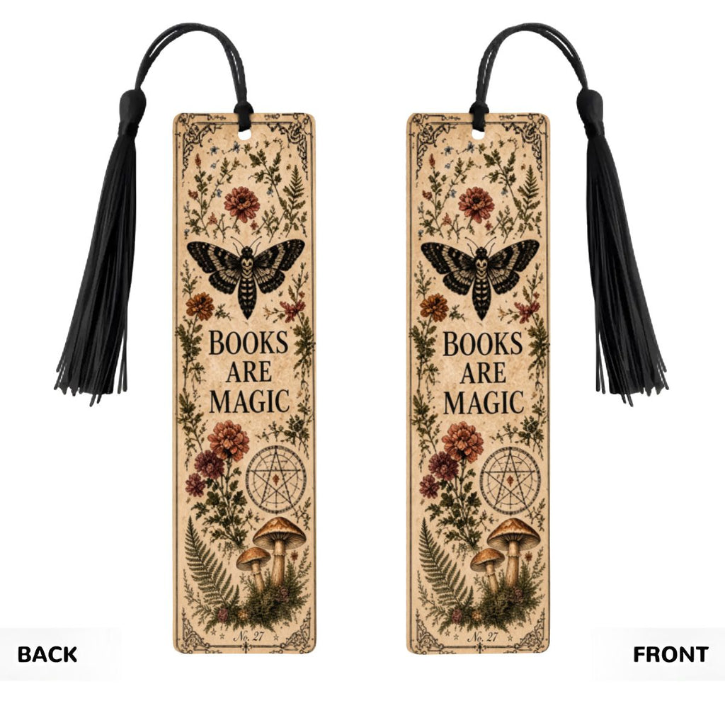 Books Are Magic Botanical Wooden Bookmark