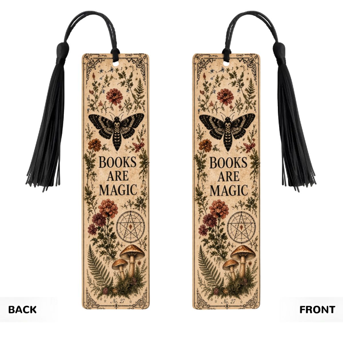 Books Are Magic Botanical Wooden Bookmark
