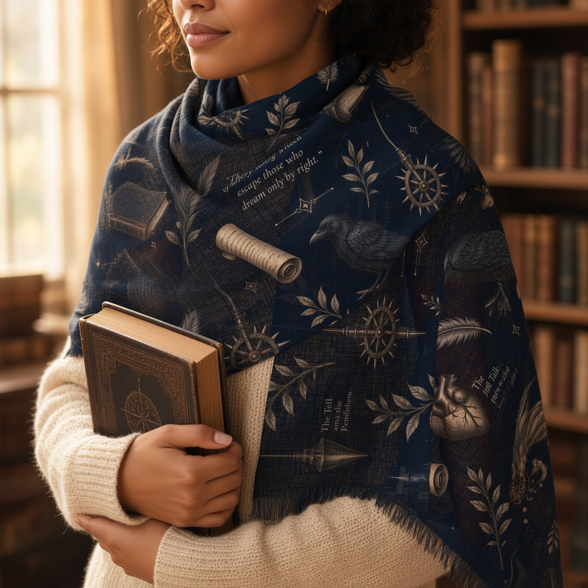 Nevermore Scarf — Dark Feather & Starlight Wrap