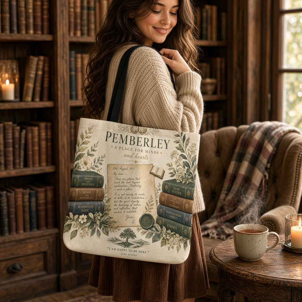 Pemberley Letters Tote — Pride & Prejudice Book Tote Bag