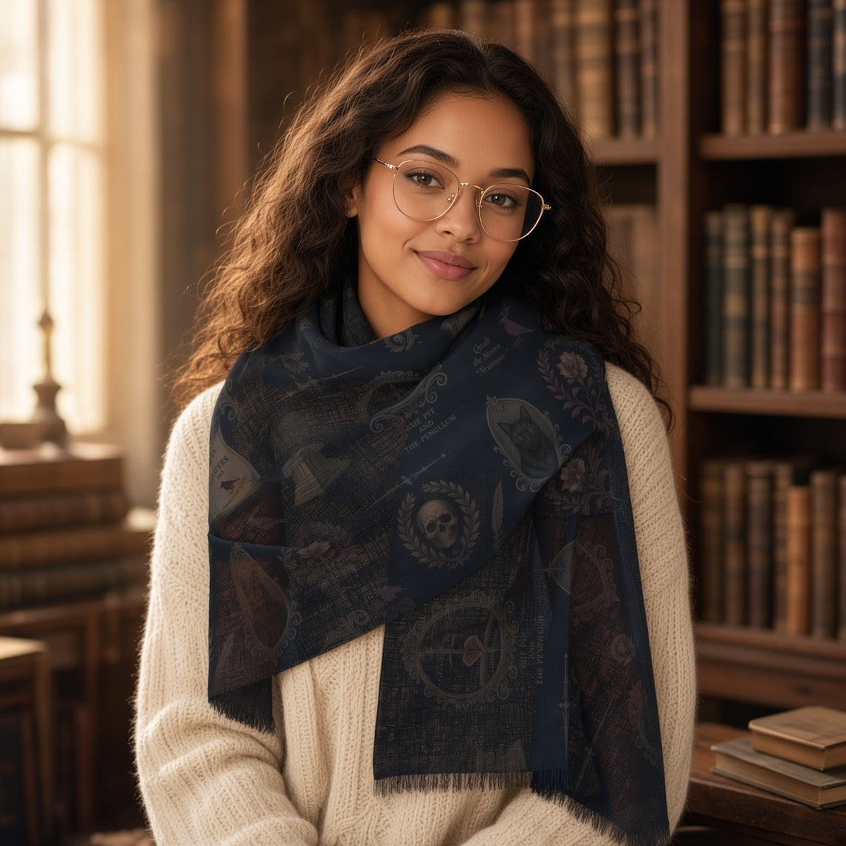 Nevermore Mystic Scarf — Edgar Allan Poe Dark Tarot Wrap